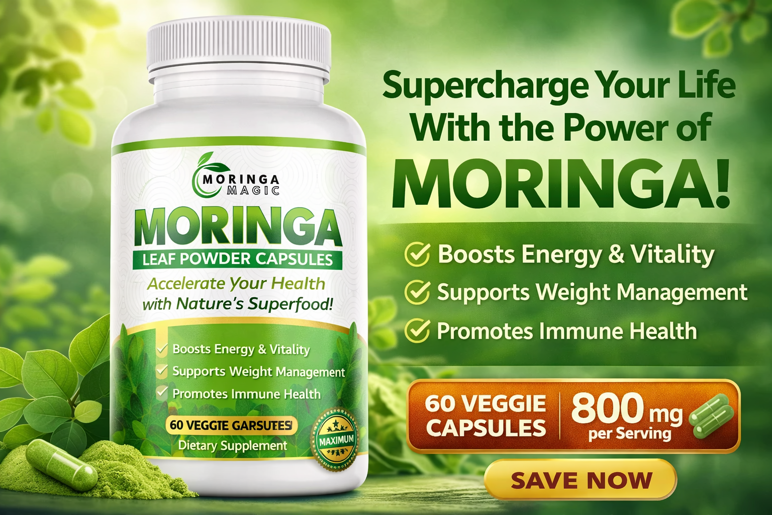Moringa powder added to healthy foods for maximum Moringa benefits