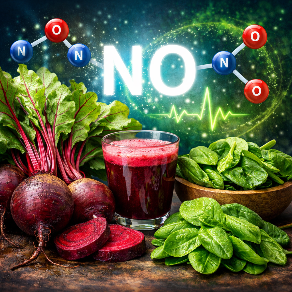 fresh beetroot and spinach are powerful foods that boost nitric oxide levels naturally